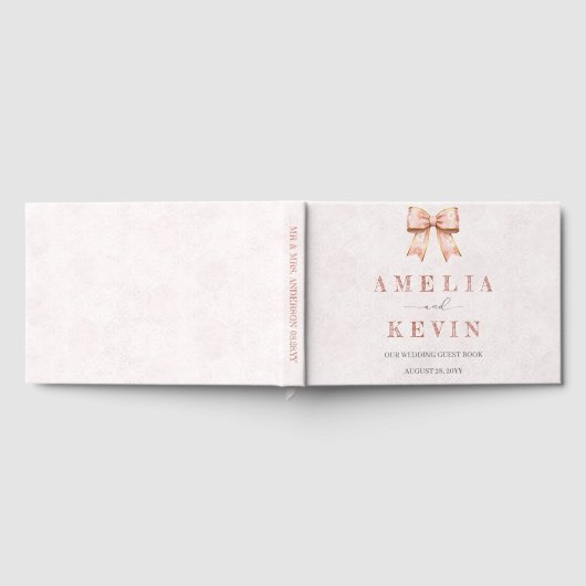 Pink Sakura Ribbon Engagement Party ゲストブック (全面)