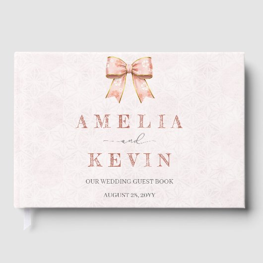 Pink Sakura Ribbon Engagement Party ゲストブック (正面)