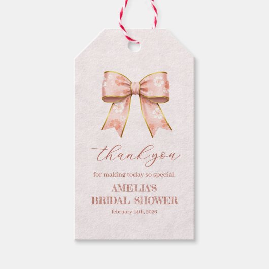 Pink Sakura Ribbon – Japanese-Inspired ギフトタグ (正面)