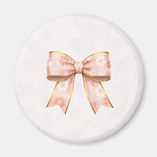 Pink Sakura Ribbon – Japanese-Inspired マグネット (正面)