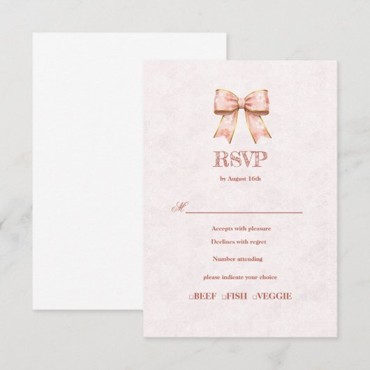  Pink Sakura Ribbon – Japanese-Inspired 出欠カード (正面/裏面)