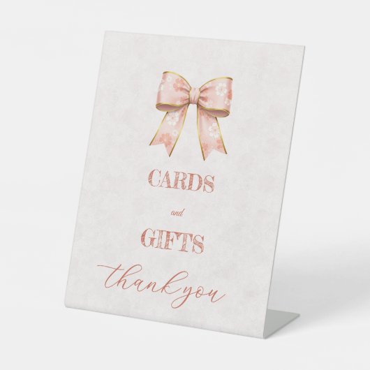 Pink Sakura Ribbon – Japanese-Inspired 台座サイン (正面)