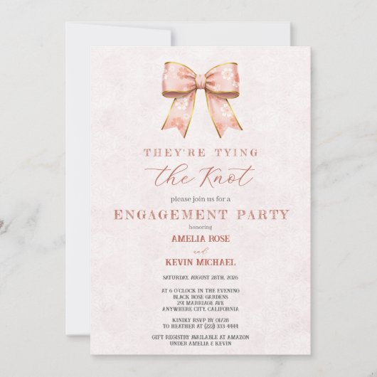 Pink Sakura Ribbon – Japanese-Inspired  招待状 (正面)