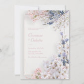 Pink Sakura Romantic Minimalist Frame Wedding 招待状 (正面)