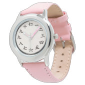 Pink Sakura Zen Kanji Numerals Watch 腕時計 (アングル)