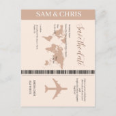 Pink Salmon Boarding Pass World Map Travel ポストカード (正面)