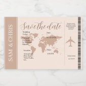 Pink Salmon Boarding Pass World Map Travel リキュールボトルラベル (シングルラベル)