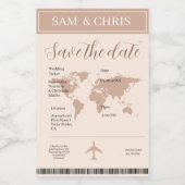 Pink Salmon Boarding Pass World Map Travel ワインラベル (シングルラベル)