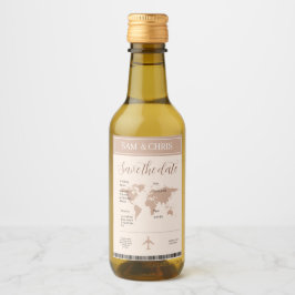 Pink Salmon Boarding Pass World Map Travel ワインラベル