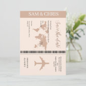 Pink Salmon Boarding Pass World Map Travel 招待状 (スタンド正面)