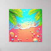 Pink Sand Beach Paradise Design キャンバスプリント (正面)