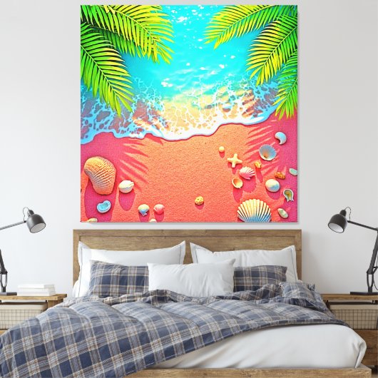 Pink Sand Beach Paradise Design キャンバスプリント (インサイチュ (寝室))