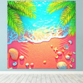 Pink Sand Beach Paradise Design キャンバスプリント (インサイチュ (ウッドフロア))