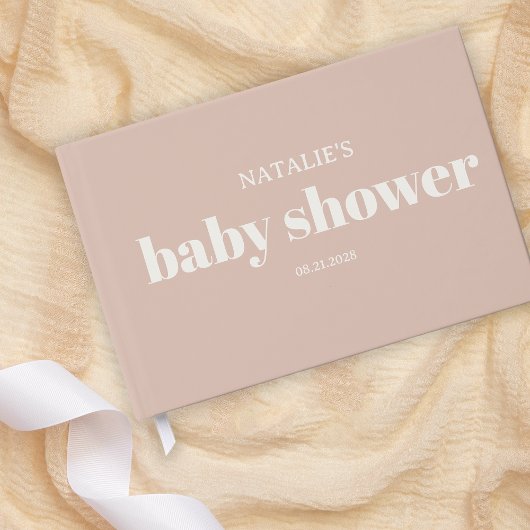 Pink Sandstone Typography Baby Shower  ゲストブック