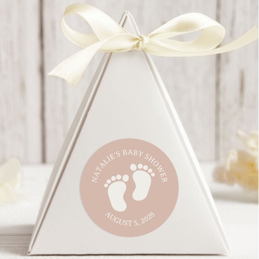 Pink Sandstone Typography Baby Shower ラウンドシール