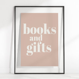 Pink Sandstone Typography Baby Shower Books Gifts  ポスター