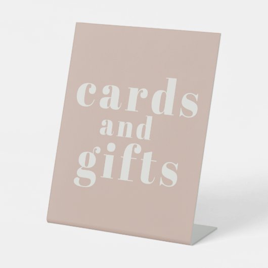 Pink Sandstone Typography Baby Shower Cards Gifts 台座サイン (正面)