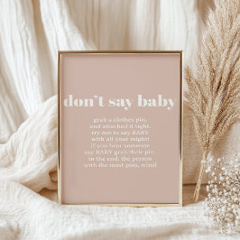 Pink Sandstone Typography Baby Shower Game ポスター