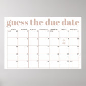 Pink Sandstone Typography Baby Shower Guess Date ポスター (正面)