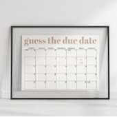 Pink Sandstone Typography Baby Shower Guess Date ポスター