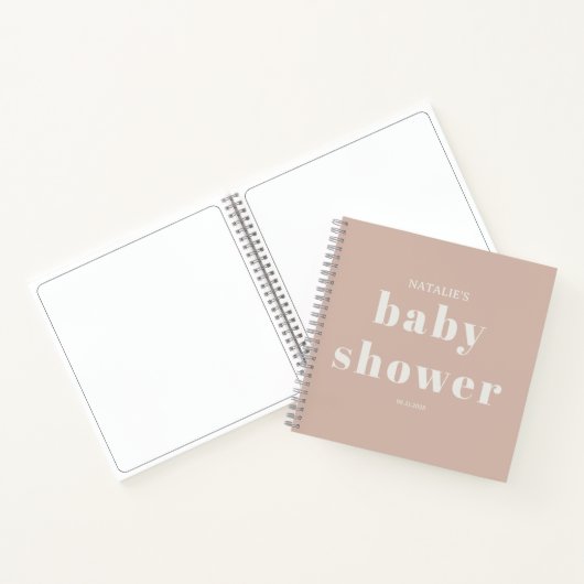 Pink Sandstone Typography Baby Shower Notebook ノートブック (内部)