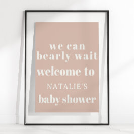 Pink Sandstone Typography Baby Shower Sign ポスター