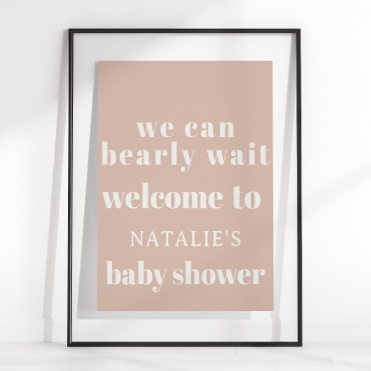 Pink Sandstone Typography Baby Shower Sign ポスター