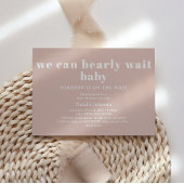 Pink Sandstone Typography Bearly Wait Baby Shower 招待状