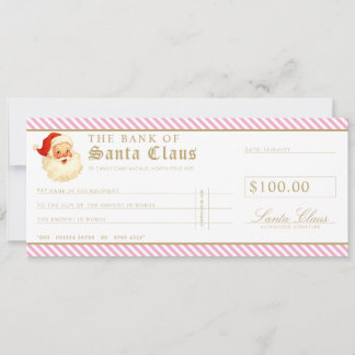 Pink Santa Cheque Gift Voucher Card 招待状