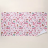 Pink santa christmas ビーチタオル (正面)