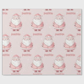 Pink Santa Claus Custom Name Christmas ラッピングペーパー (フラット)