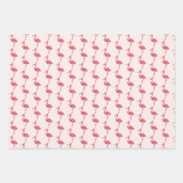 Pink Santa Flamingo Christmas Holiday Pattern ラッピングペーパーシート