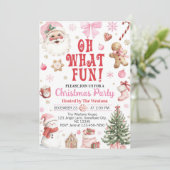 Pink Santa Winter Oh What Fun Christmas Party 招待状 (スタンド正面)