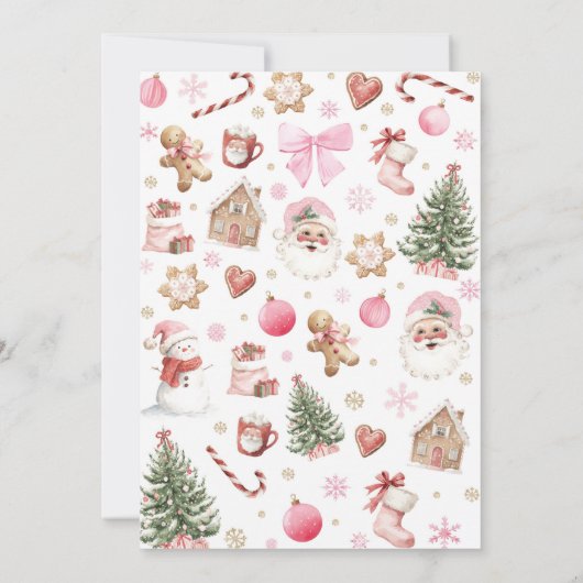 Pink Santa Winter Oh What Fun Christmas Party 招待状 (裏面)