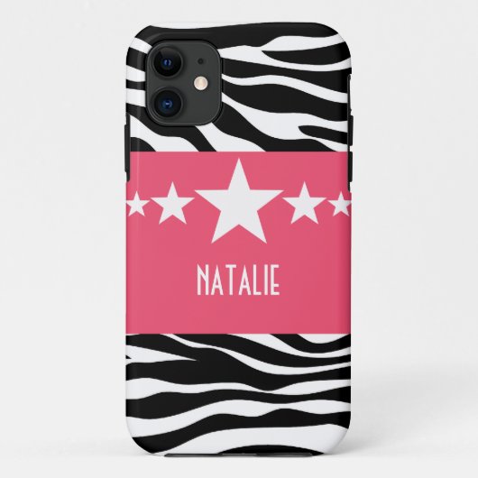Pink Sassy Star Zebra BT iPhone 5ケース Case-Mate iPhoneケース (裏面)