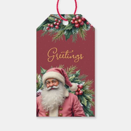 Pink Sata Accented With Greenery ギフトタグ (正面)