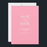 Pink Save The Date招待状 セーブザデート<br><div class="desc">日付カードを保存しミニマルて婚約を発表する。ピンク色の背景に白いクラシックとスクリプトタイポグラフィを混ぜ無地の合わせている。テンプレート・フィールドを使用して、ユーザー名と日付結婚でパーソナライズする。好カスタマイズきなテーマに合わせて色も結婚。質の高いカードの様々な株から選ぶ。私のお気に入りのために真珠きらめく。この文房具を私の多くのデザインと混ぜ合わせてカスタマイズあなたのテーマを作る。結婚式ミニマルや婚約発表のデザイン。2024年のトレンド結婚を取り上げたマッチングス結婚テゥリースイートを見るにはwww.zazzle.com/dotellabelle</div>