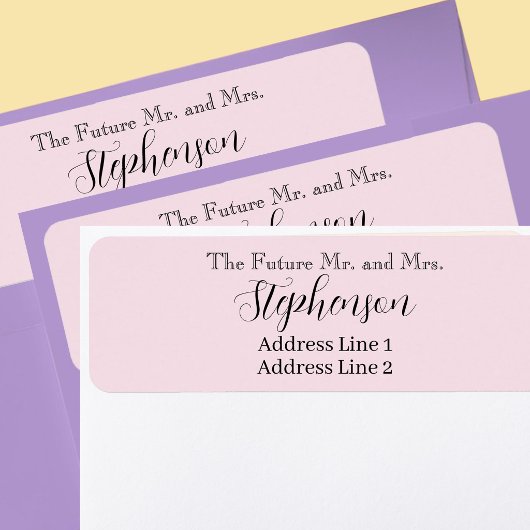 Pink Save The Date Custom Name Return Address ラベル