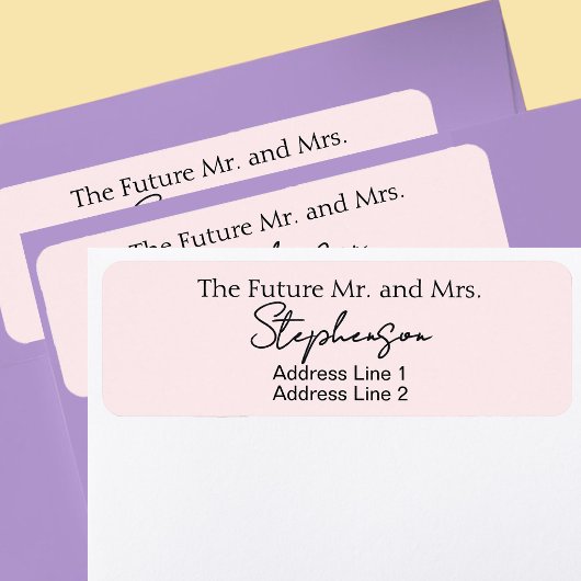 Pink Save The Date Custom Name Return Address ラベル