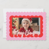 Pink Scallop Photo Christmas | Modern Merry  シーズンカード (正面)