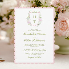 Pink Scalloped Hydrangea Wedding All in One 招待状