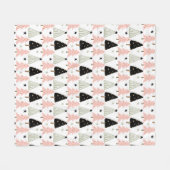 Pink Scandinavian Christmas フリースブランケット (正面(横))