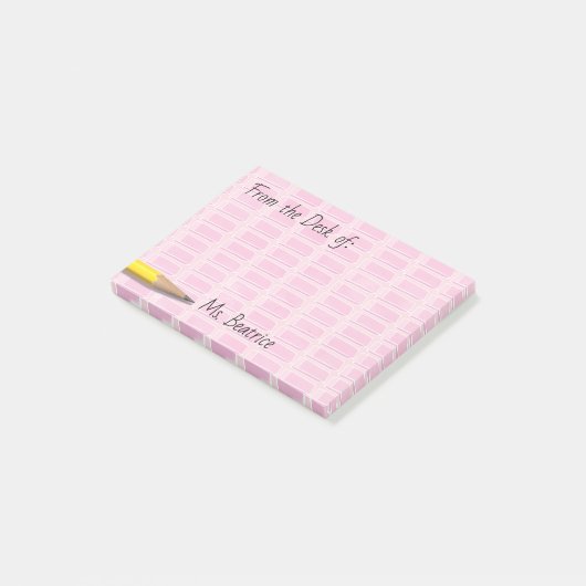 Pink School Erasers Add Name 4x3 ポストイット (アングル)