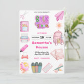 Pink School tools girl Birthday 招待状 (スタンド正面)