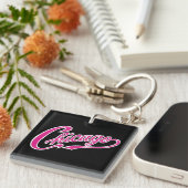 Pink Scriptのシカゴ文字BLK Keychain キーホルダー (正面右)