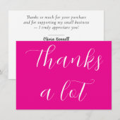 Pink Script Business Thank You Note Card サンキューカード (正面/裏面)