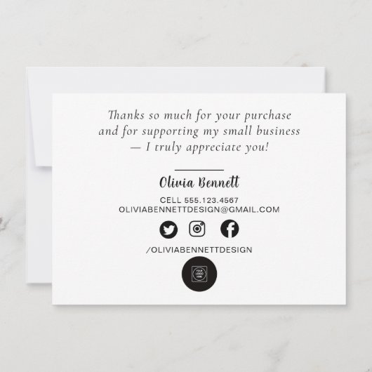 Pink Script Business Thank You Note Card サンキューカード (裏面)