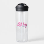 Pink Script Handwriting Fun Sports Custom ウォーターボトル<br><div class="desc">Playful and fun - this custom sports water bottle in the name and number of your choice adds style to your daily routine. In shades of pink. Personalize it with a name, message or number to make it uniquely yours. Perfect for custom gifts, team sports gifts, gifts for the holidays...</div>