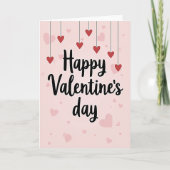 Pink Script Happy Valentines Day Card カード (正面)
