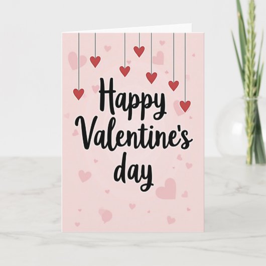 Pink Script Happy Valentines Day Card カード (正面)
